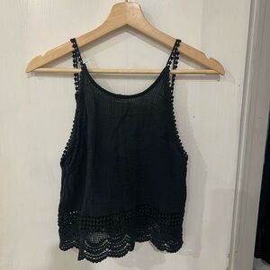 Ecote Urban Outfitters Black Camisole with Crochet Hem
